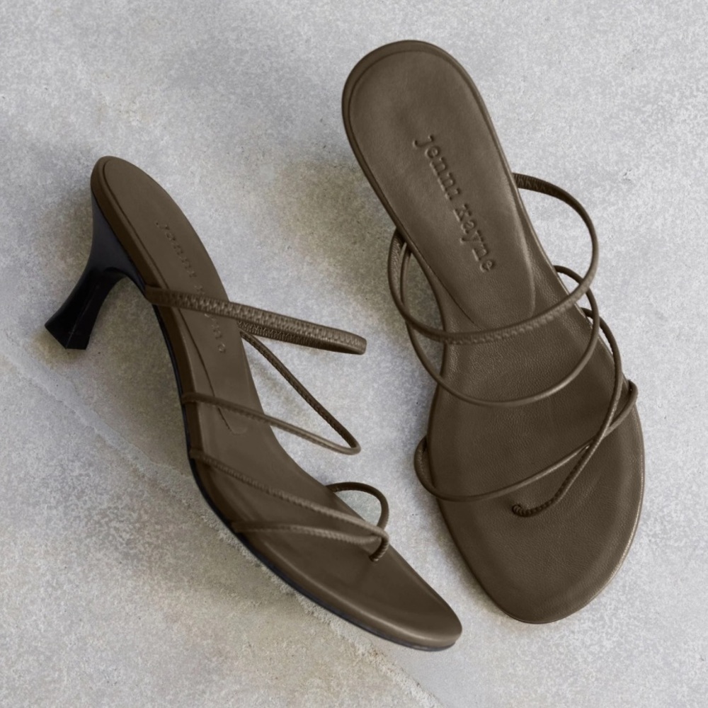 Strappy Brown Mid-Heel Sandals by Unknown Brand